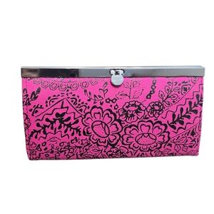 Pink Floral Pattern Women's Clutch Wallet